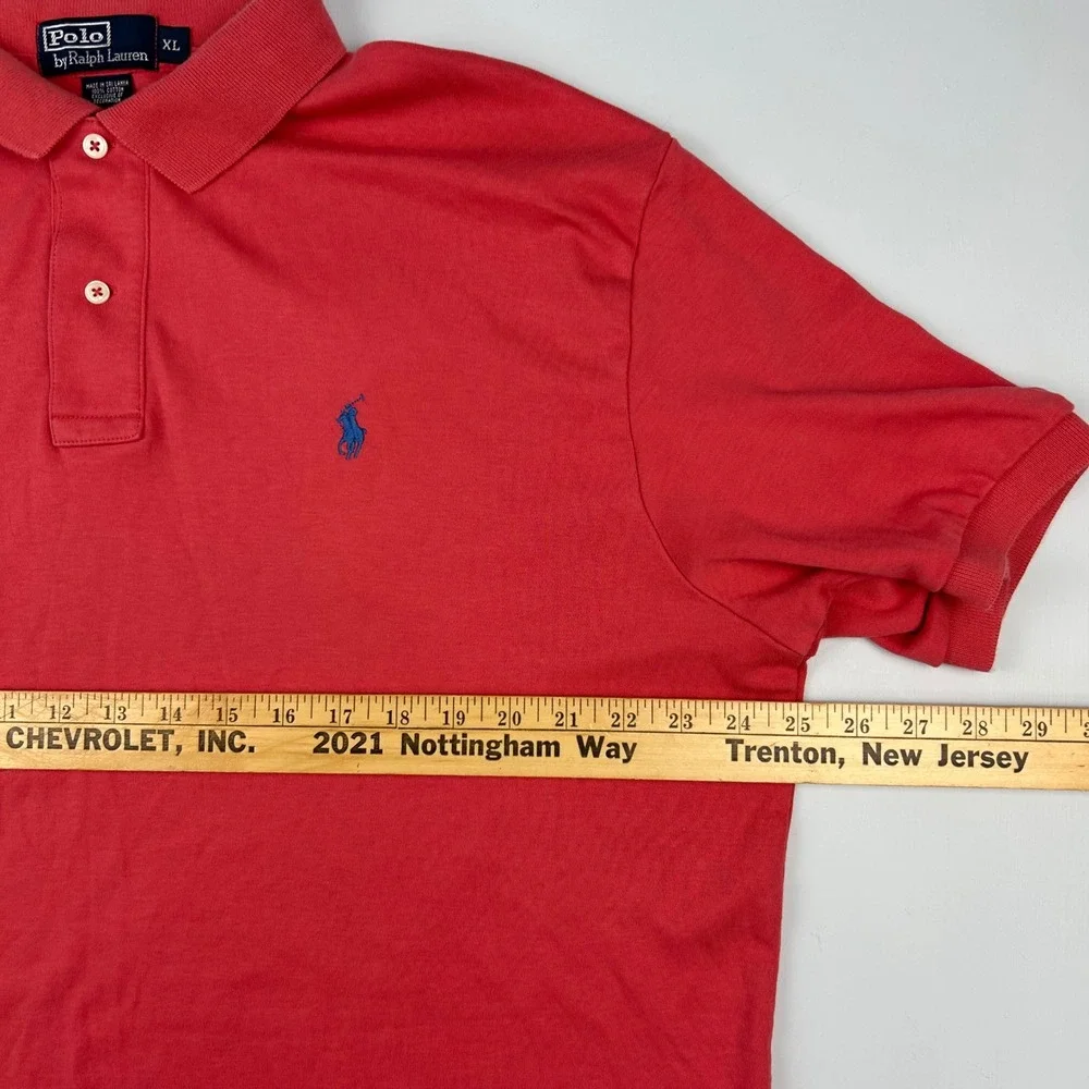 Polo Ralph Lauren Mens XL Red Short Sleeve Cotton Polo Shirt Blue Pony Logo